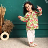 Polka Tots Full Sleeves Baby Night Wear Swan Kurta Pyjama - Pink - Laadlee