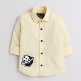 Polka Tots Full Sleeves Shirt Space Journey Embroidery - Yellow - Laadlee