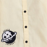 Polka Tots Full Sleeves Baby Shirt Space Journey Embroidery - Yellow - Laadlee