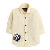 Polka Tots Full Sleeves Baby Shirt Space Journey Embroidery - Yellow - Laadlee