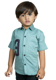Polka Tots Full Sleeves Number Print Solid Baby Shirt - Greyish Blue - Laadlee