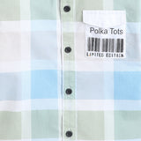 Polka Tots Full Sleeves Big Check Baby Shirt With Polka Tots Pocket Print - Cream and Green - Laadlee