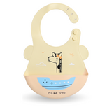 Polka Tots Waterproof Silicone Bibs with Pocket and Adjustable Snaps - Boat - Laadlee