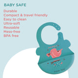 Polka Tots Waterproof Silicone Bibs with Pocket and Adjustable Snaps - Elephant - Laadlee