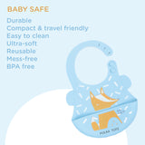 Polka Tots Waterproof Silicone Bibs with Pocket and Adjustable Snaps Fox - Sky Blue - Laadlee