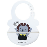 Polka Tots Waterproof Silicone Bibs with Pocket and Adjustable Snaps - Lion - Laadlee