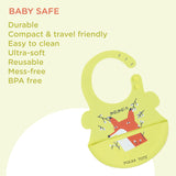 Polka Tots Waterproof Silicone Bibs with Pocket and Adjustable Snaps - Fox - Laadlee