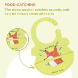 Polka Tots Waterproof Silicone Bibs with Pocket and Adjustable Snaps - Fox - Laadlee