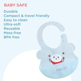 Polka Tots Waterproof Silicone Bibs with Pocket and Adjustable Snaps - Strawberry Man - Laadlee