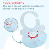 Polka Tots Waterproof Silicone Bibs with Pocket and Adjustable Snaps - Strawberry Man - Laadlee