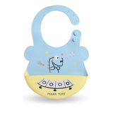 Polka Tots Waterproof Silicone Bibs with Pocket and Adjustable Snaps - Spaceship - Laadlee