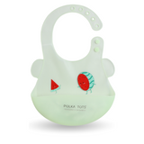 Polka Tots Waterproof Silicone Bibs with Pocket and Adjustable Snaps - Watermelon - Laadlee