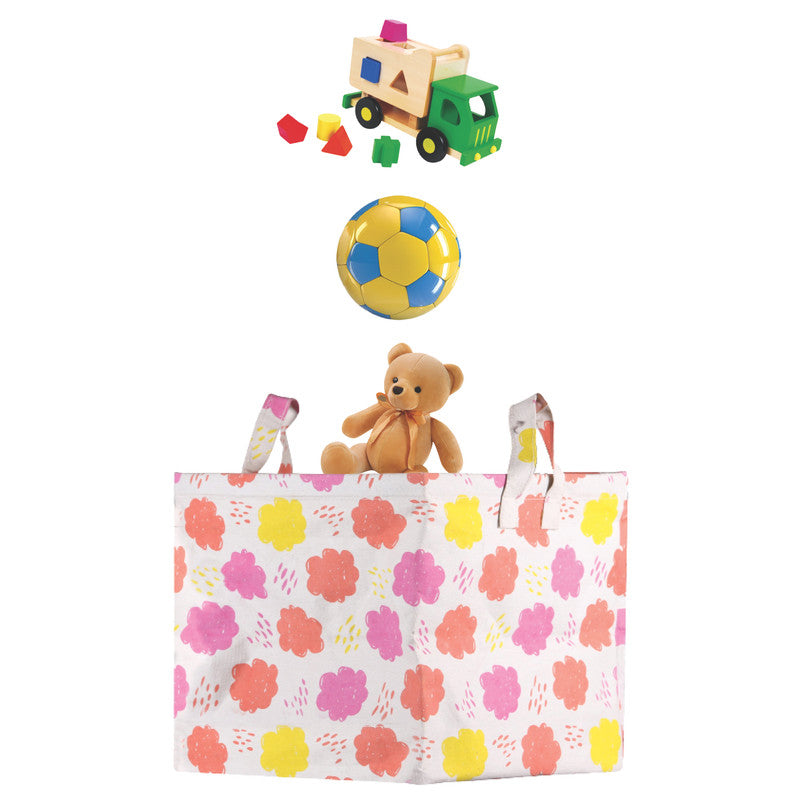 Polka Tots Toy Storage Canvas Box - Cloud - Laadlee