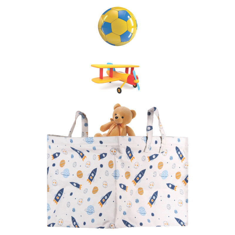 Polka Tots Toy Storage Canvas Box - Space - Laadlee
