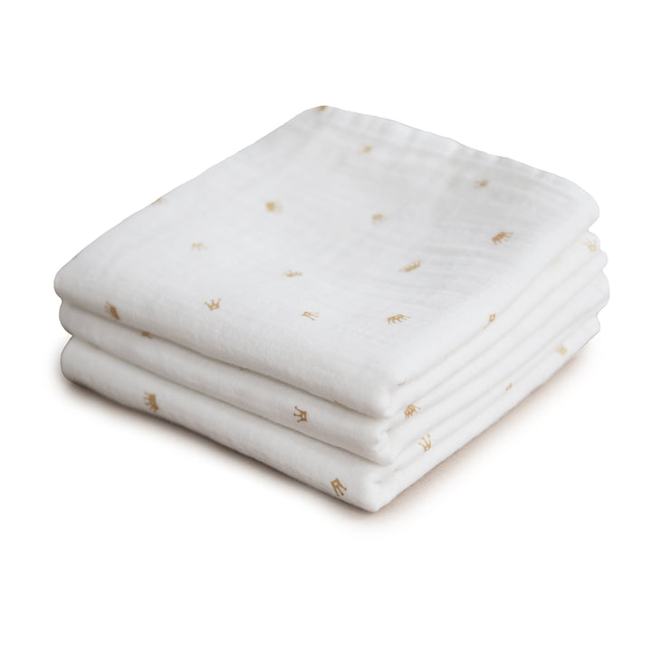 Mushie Muslin Cloth 3-pack - Crowns - Laadlee
