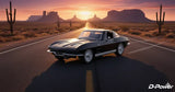 D-Power 1:36 Diecast Chevrolet Corvette Stingray Split Window 1963 Car - Matte Black