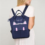 Polka Tots Maternity Backpack - Stylish Blue Cat - Laadlee