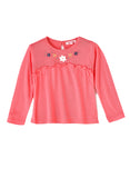 Jelliene Girls Embroidered Long Sleeve Top - Pink
