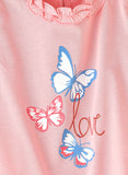 Jelliene Girls Butterfly Graphic Print Top - Pink
