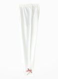 Jelliene Girls Leggings With Pink Bow Accents - White
