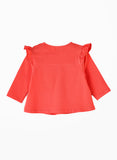 Jelliene Girls Ruffled Sleeve Dragonfly Top - Red