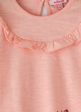 Jelliene Girls Butterfly Ruffle Top - Peach