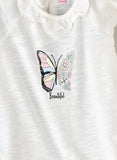 Jelliene Girls Beautiful Butterfly Top - White