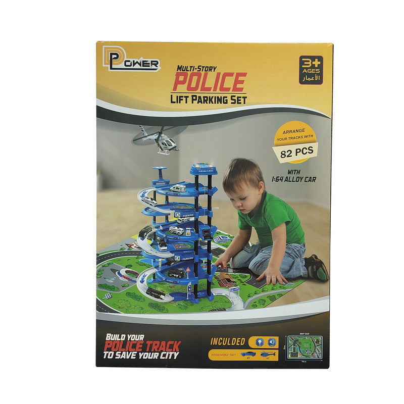 D-Power 5 Storied Police Station DIY Lift Parking Set - 82Pcs - Laadlee