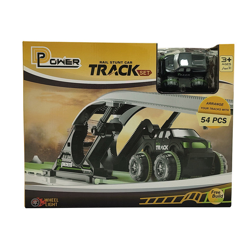 D-Power Electric Rolling DIY Stunt Car Track Set - 54Pc - Laadlee