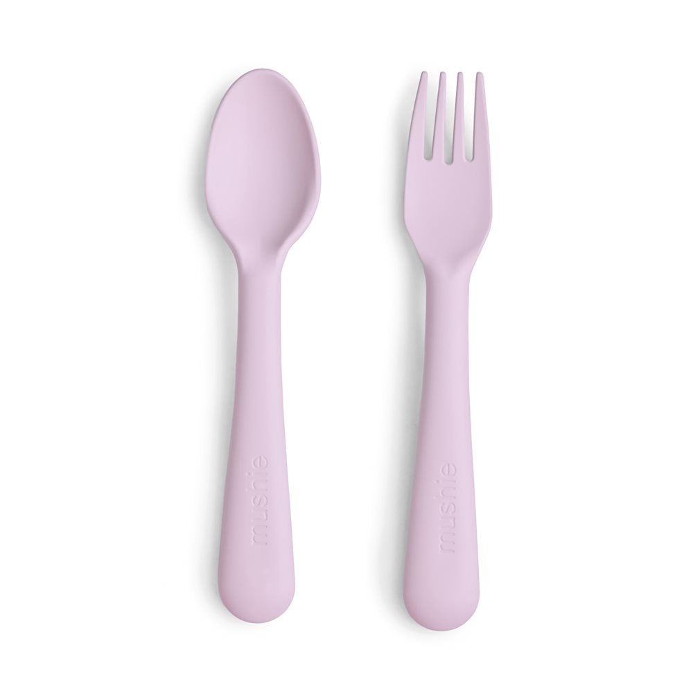 Mushie Fork & Spoon Soft Lilac - Laadlee