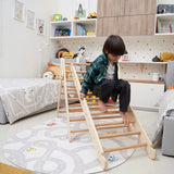 Ezzro Natural Climbing Pikler with Ladder & Ramp Slide - Large - Laadlee