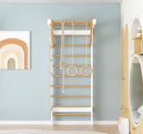 Ezzro Swedish Ladder Gym - White and Natural