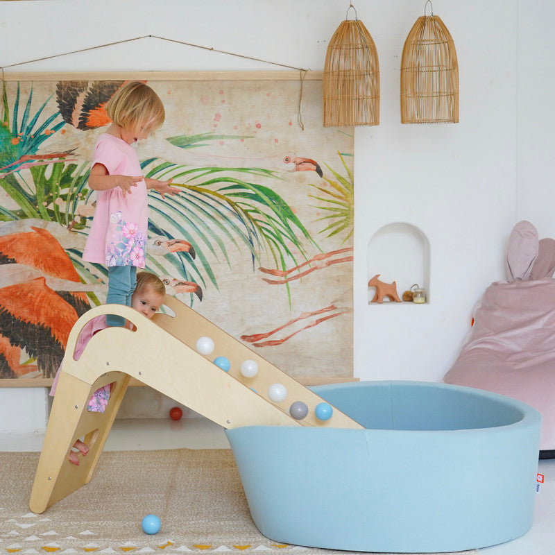 Ezzro Pale Blue Round Ball Pit With 400 Balls - Transparent, White, Silver, Light Grey - Laadlee