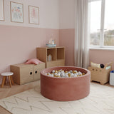 Ezzro Round Ball Pit Velvet Marsala With 200 Balls - White, Light Grey - Laadlee