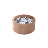 Ezzro Round Ball Pit Velvet Mocha With 100 Balls - White, Transparent, Silver - Laadlee