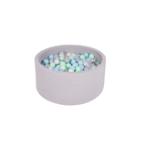 Ezzro Round Ball Pit Grey Melange With 400 Balls - Light Grey, Pearl, Baby Blue, Lime - Laadlee
