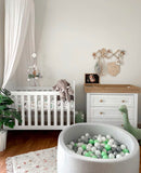 Ezzro Round Ball Pit Grey Melange With 400 Balls - Light Grey, Pearl, Baby Blue, Lime - Laadlee