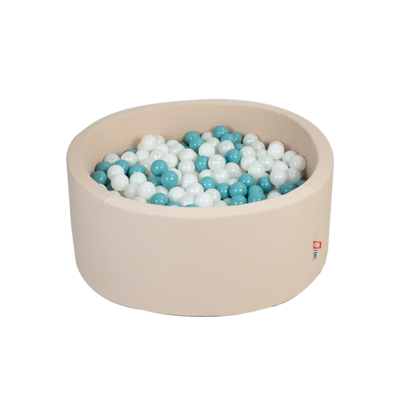 Ezzro Beige Round Ball Pit With 400 Balls - Pearl, Aquamarine - Laadlee