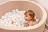 Ezzro Beige Round Ball Pit With 600 Balls - Pearl, Golden, White - Laadlee