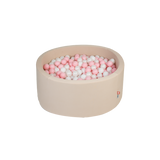 Ezzro Beige Round Ball Pit With 600 Balls - Baby Pink, White - Laadlee