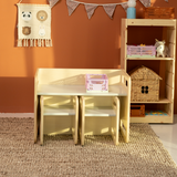 Ezzro Montessori Table Set - Natural / Light Grey - Laadlee