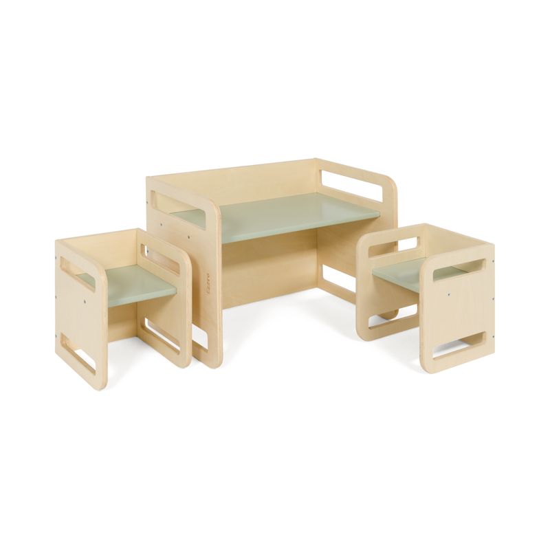 Ezzro Montessori Table Set - Natural / Light Green - Laadlee