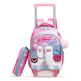 Eazy Kids Lama 16Inch Trolley School Bag with Lunch Bag and Pencil Case - Pink (Set of 3)