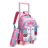 Eazy Kids Lama 16Inch Trolley School Bag with Lunch Bag and Pencil Case - Pink (Set of 3)