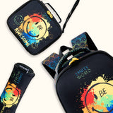 Eazy Kids Awesome 17Inch School Bag With Lunch Bag and Pencil Case - Black (Set of 3)