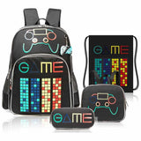 Eazy Kids Gen Z Gamer 17Inch School Bag with Lunch Bag, Activity Bag and Pencil Case - Black (Set of 4)