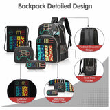 Eazy Kids Gen Z Gamer 17Inch School Bag with Lunch Bag, Activity Bag and Pencil Case - Black (Set of 4)
