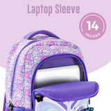 Eazy Kids 3D Butterfly 18Inch Backpack With Lunch Bag and Pencil Case - Purple (Set of 3)