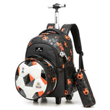 Eazy Kids Football Trolley 18Inch School Bag With Lunch Bag And Pencil Case - Black (Set of 3)