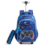 Eazy Kids Gamer 18Inch Trolley School Bag With Lunch Bag and Pencil Case - Blue (Set of 3)